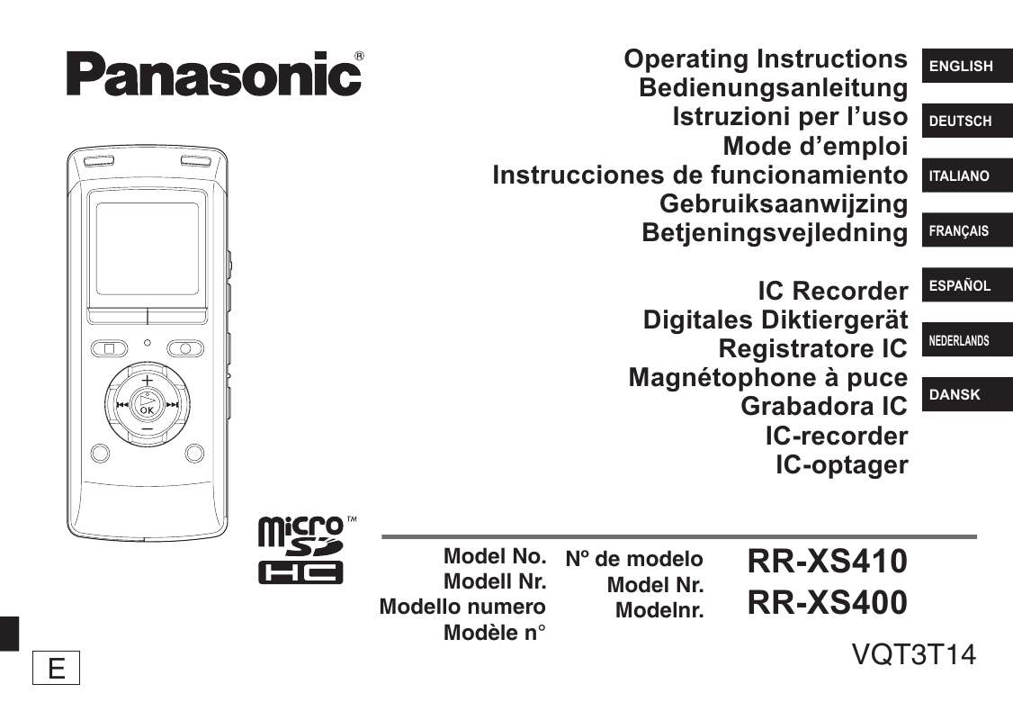 Guide utilisation PANASONIC RR-XS400E  de la marque PANASONIC