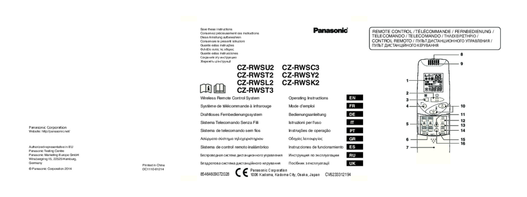 Guide utilisation PANASONIC CZRWSC3  de la marque PANASONIC