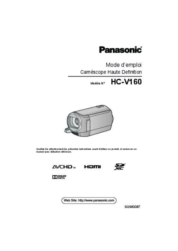 Guide utilisation  PANASONIC HCV160EG  de la marque PANASONIC