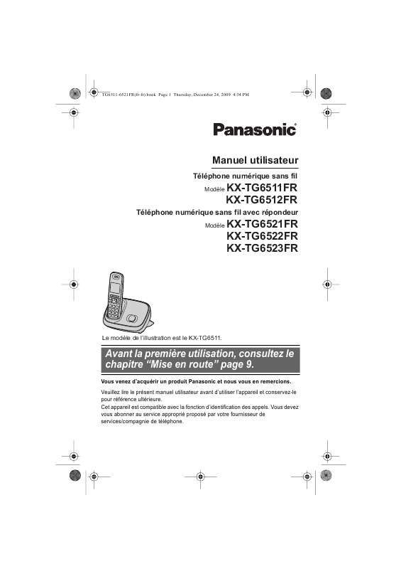 Guide utilisation PANASONIC KX TG6522  de la marque PANASONIC