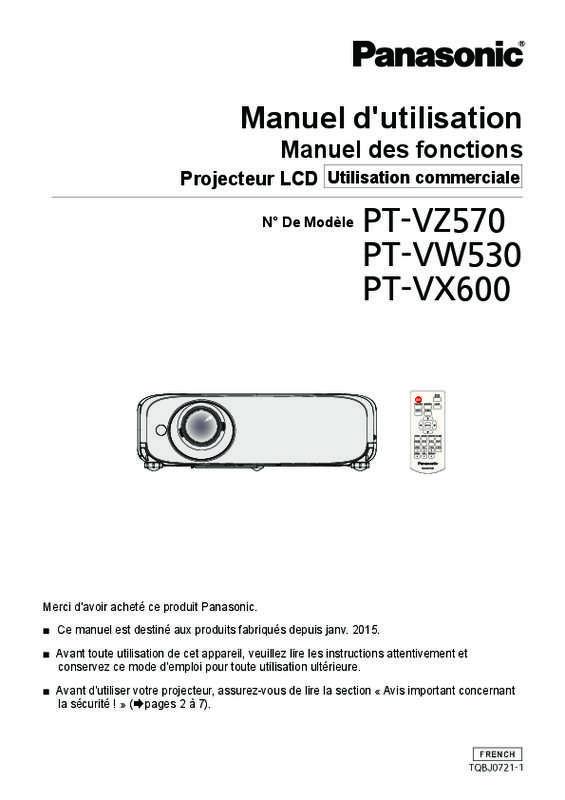 Guide utilisation PANASONIC PT-VZ570  de la marque PANASONIC
