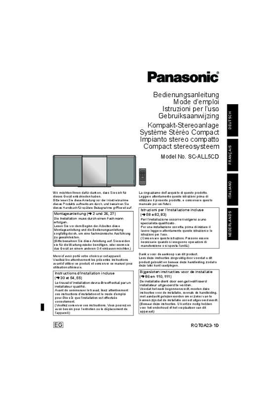Guide utilisation PANASONIC SC-ALL5CDEG  de la marque PANASONIC