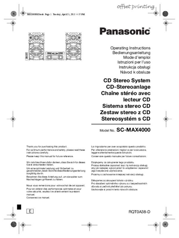 Guide utilisation PANASONIC SC-MAX-4000  de la marque PANASONIC