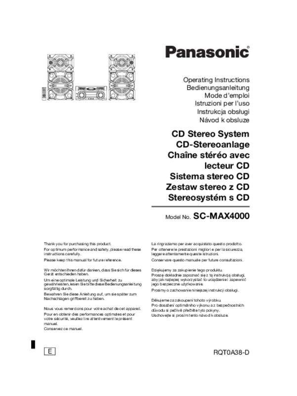 Guide utilisation PANASONIC SC-MAX4000E  de la marque PANASONIC