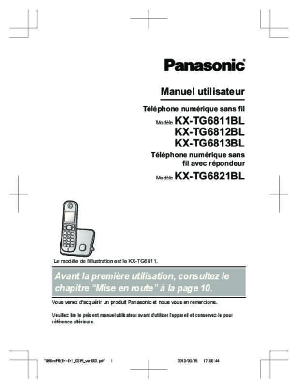 Guide utilisation PANASONIC KX-TG 6821 ECO  de la marque PANASONIC