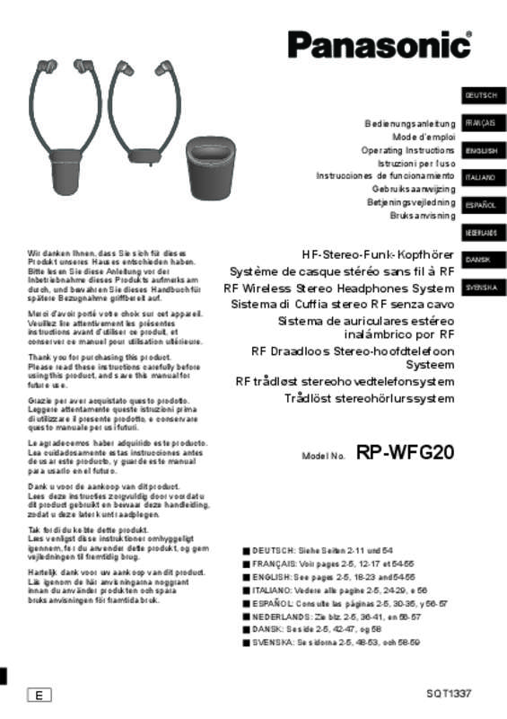 Guide utilisation  PANASONIC RPWFG20E  de la marque PANASONIC