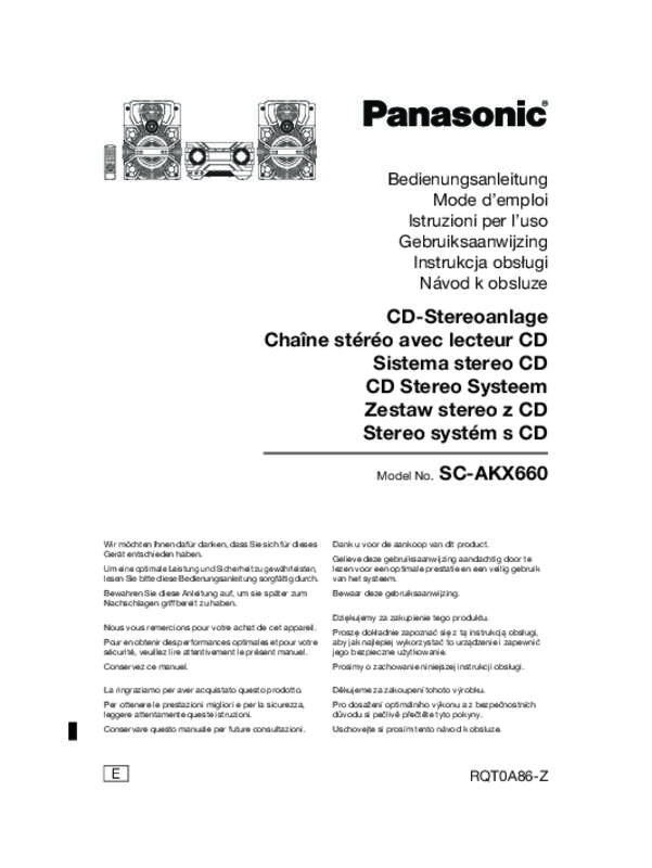 Guide utilisation PANASONIC SC-AKX660E  de la marque PANASONIC
