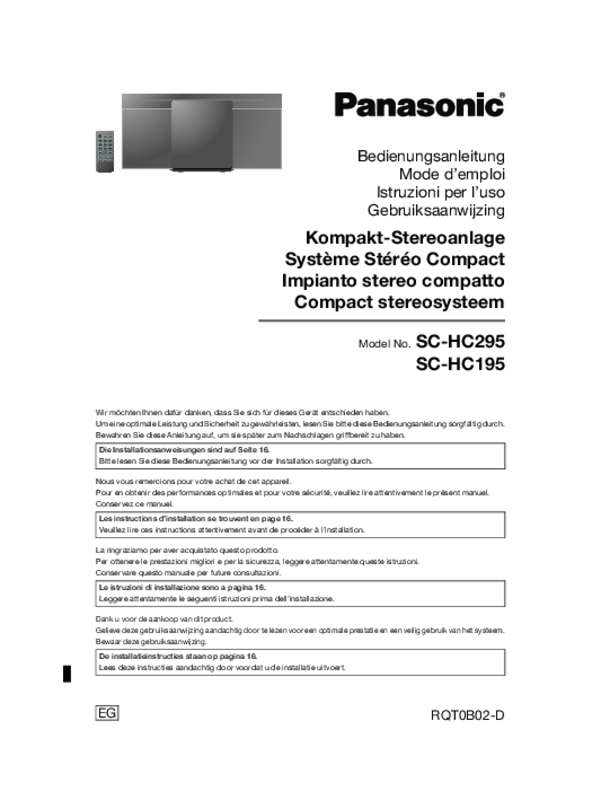 Guide utilisation PANASONIC SC-HC195EG  de la marque PANASONIC