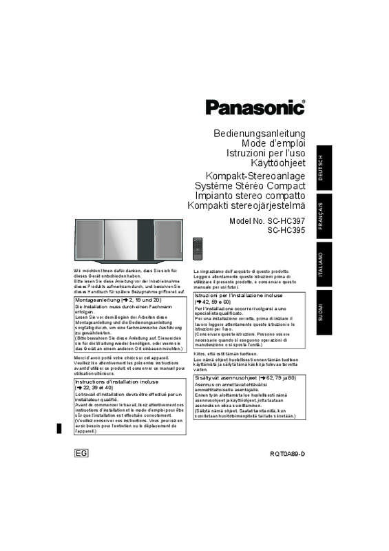 Guide utilisation PANASONIC SC-HC395EG  de la marque PANASONIC