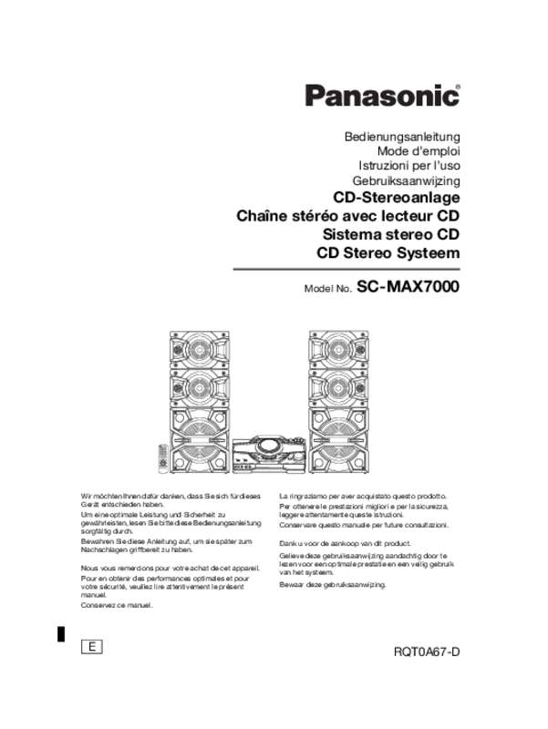 Guide utilisation PANASONIC SC-MAX7000E  de la marque PANASONIC