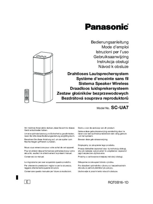 Guide utilisation PANASONIC SC-UA7E  de la marque PANASONIC