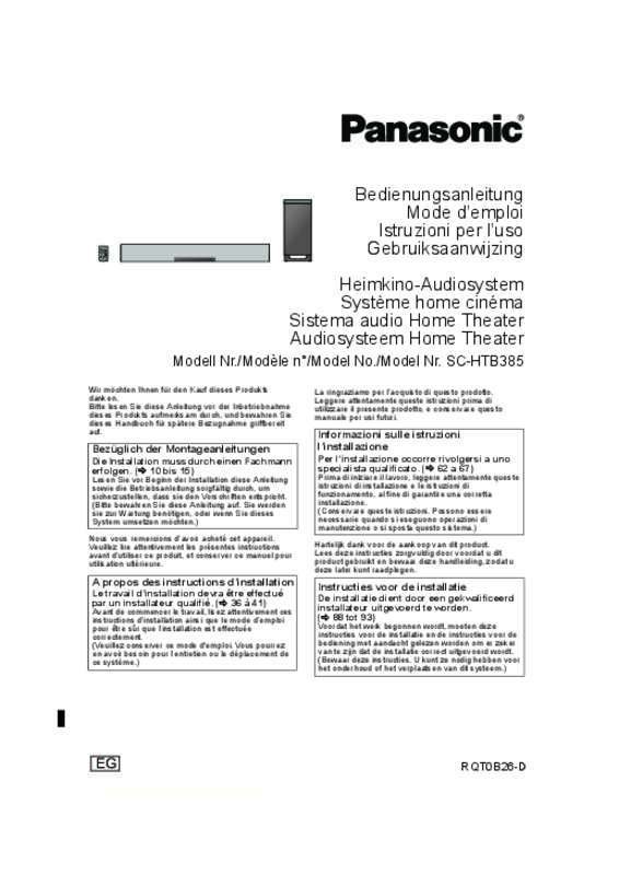 Guide utilisation PANASONIC SCHTB385EG  de la marque PANASONIC