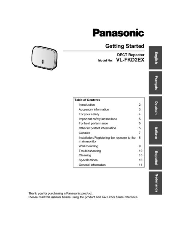 Guide utilisation  PANASONIC VL-FKD2EX  de la marque PANASONIC