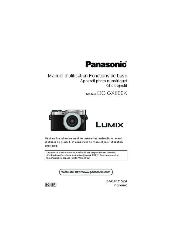 Guide utilisation  PANASONIC DC-GX800KEG  de la marque PANASONIC