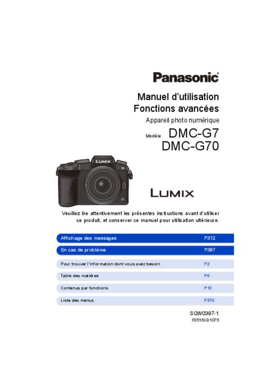 Guide utilisation PANASONIC DMC-G7KEF  de la marque PANASONIC