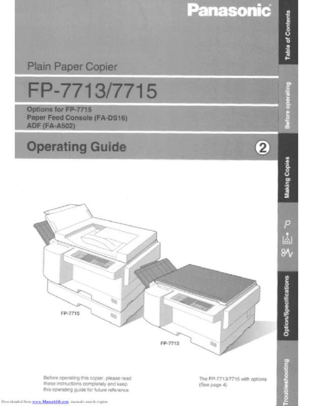 Guide utilisation PANASONIC FP 7713  de la marque PANASONIC