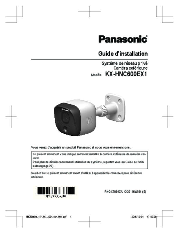 Guide utilisation PANASONIC KX-HNC600EX1  de la marque PANASONIC
