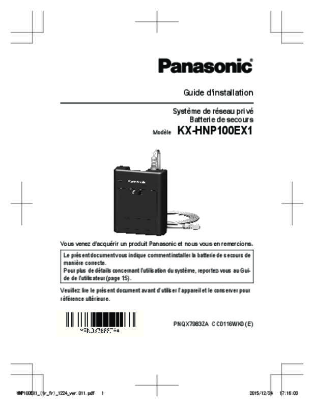Guide utilisation PANASONIC KX-HNP100EX1  de la marque PANASONIC