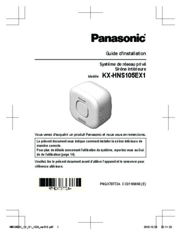 Guide utilisation PANASONIC KX-HNS105EX1  de la marque PANASONIC