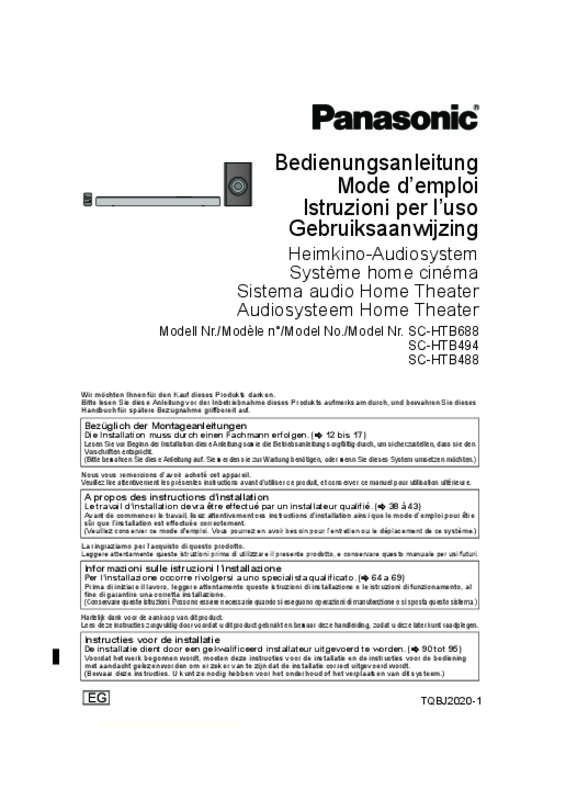 Guide utilisation PANASONIC SC-HTB494EG  de la marque PANASONIC