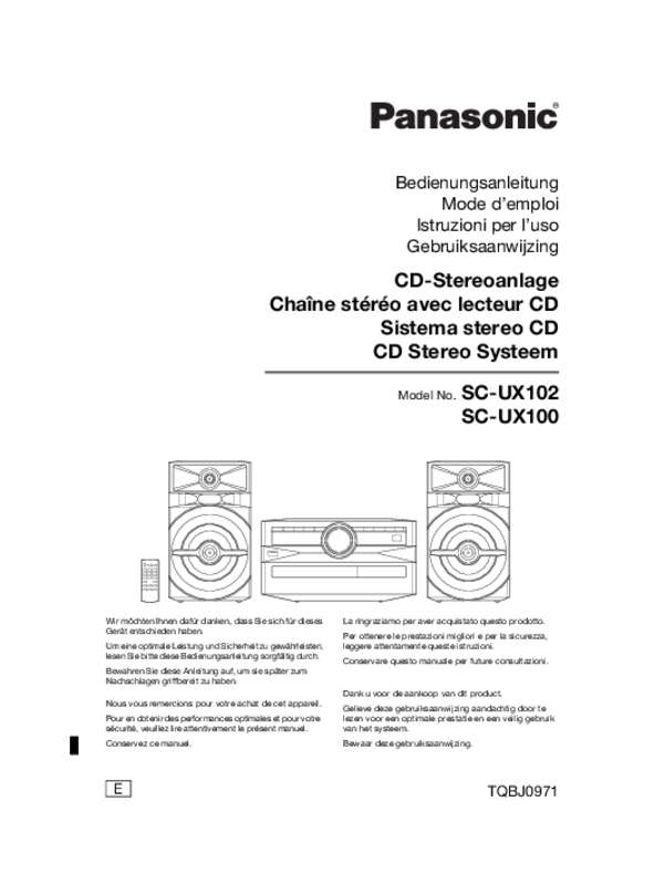 Guide utilisation PANASONIC SC-UX100E  de la marque PANASONIC