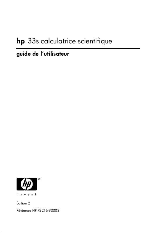 Guide utilisation  HP 33S  de la marque HP