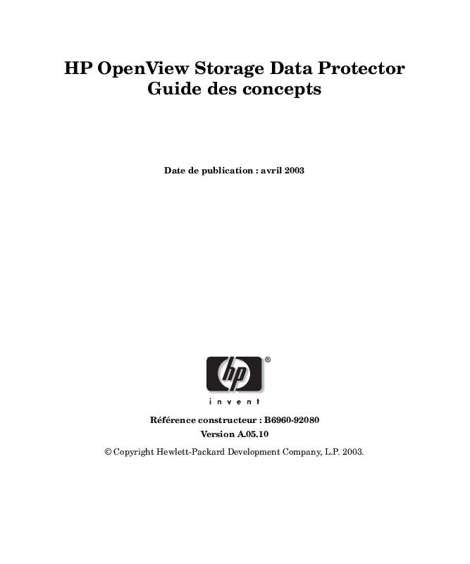 Guide utilisation HP DATA PROTECTOR V5.1 SOFTWARE  de la marque HP