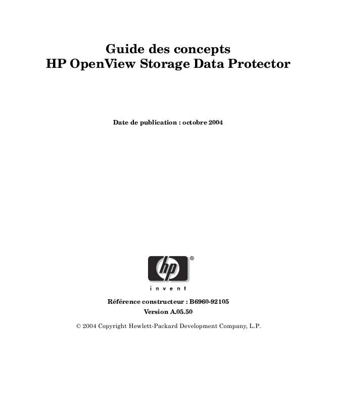 Guide utilisation HP DATA PROTECTOR V5.5 SOFTWARE  de la marque HP
