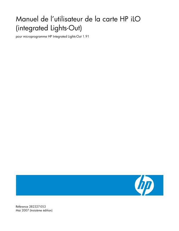 Guide utilisation HP INTEGRATED LIGHTS-OUT (ILO) STANDARD FIRMWARE  de la marque HP
