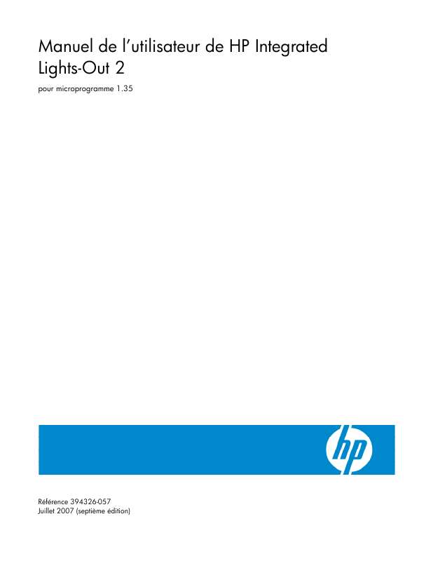 Guide utilisation HP INTEGRATED LIGHTS-OUT 2 (ILO 2) STANDARD FIRMWARE  de la marque HP