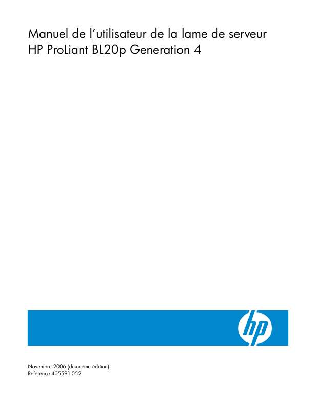 Guide utilisation HP PROLIANT BL20P G4 SERVER  de la marque HP