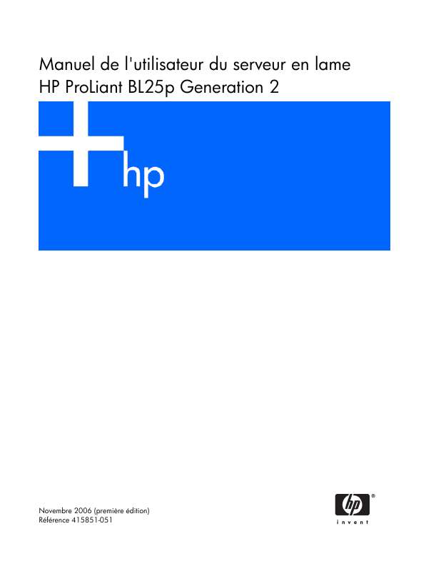 Guide utilisation HP PROLIANT BL25P G2 SERVER  de la marque HP