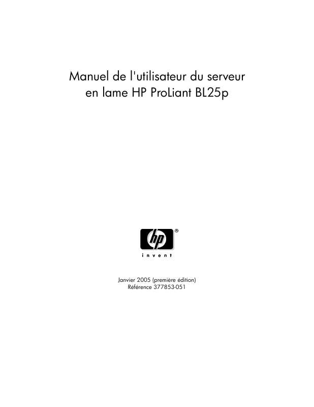 Guide utilisation HP PROLIANT BL25P SERVER  de la marque HP