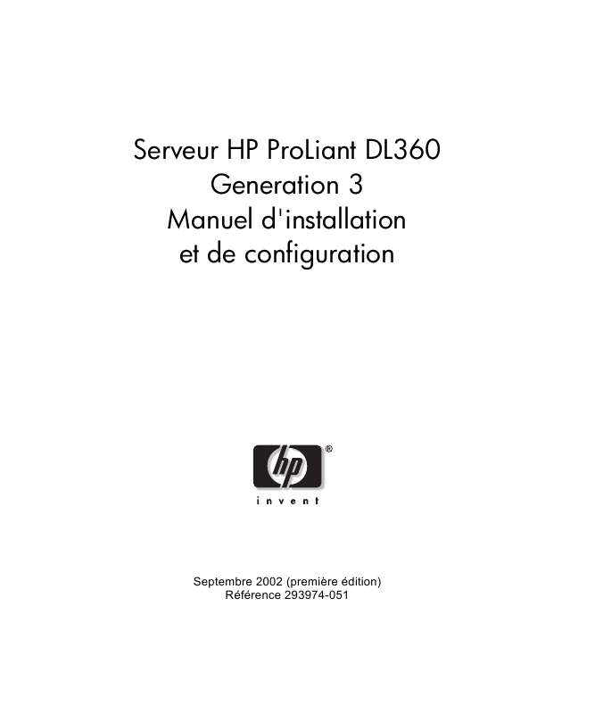 Guide utilisation HP PROLIANT DL360 G3 SERVER  de la marque HP