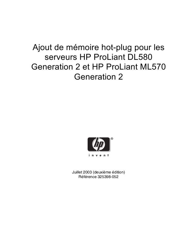 Guide utilisation HP PROLIANT DL580 G2 SERVER  de la marque HP