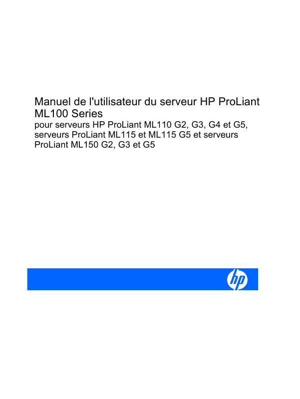 Guide utilisation HP PROLIANT ML110 G2 SERVER  de la marque HP