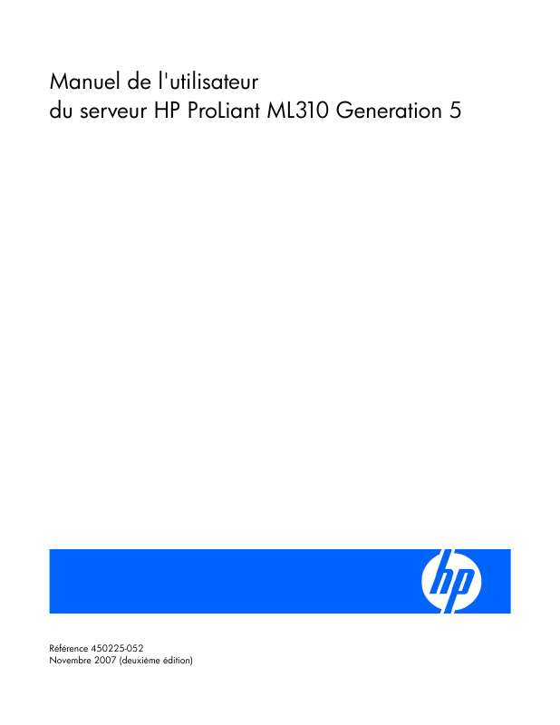Guide utilisation HP PROLIANT ML310 G5 SERVER  de la marque HP
