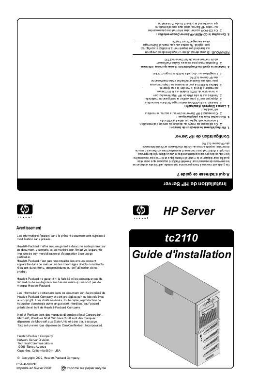 Guide utilisation HP SERVER TC2110  de la marque HP