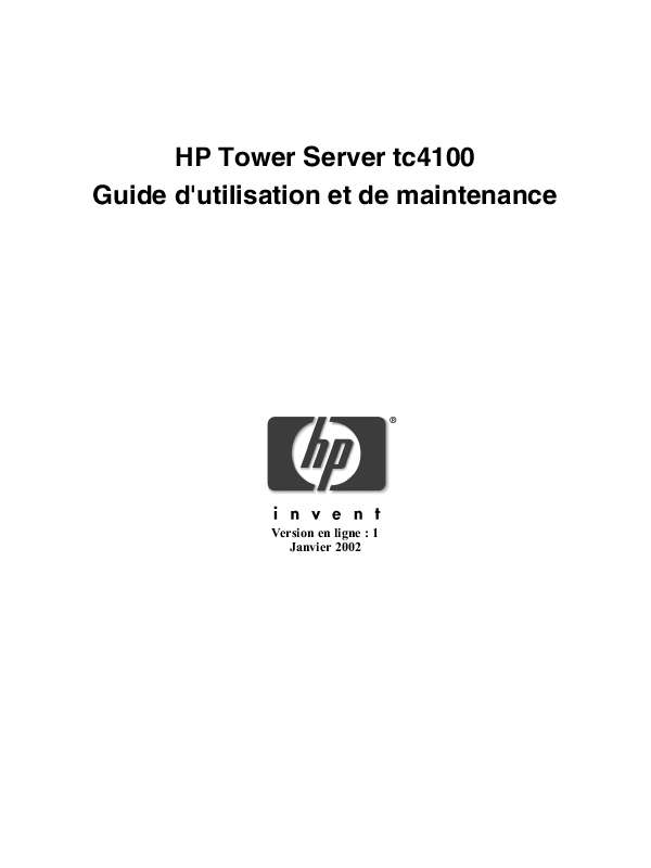 Guide utilisation HP SERVER TC4100  de la marque HP