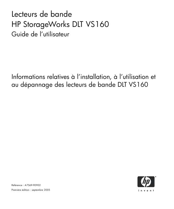 Guide utilisation HP STORAGEWORKS DLT VS160 TAPE DRIVE  de la marque HP