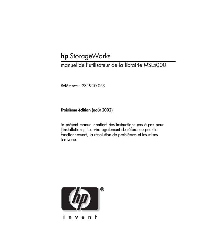Guide utilisation HP STORAGEWORKS MSL5000 TAPE LIBRARY  de la marque HP