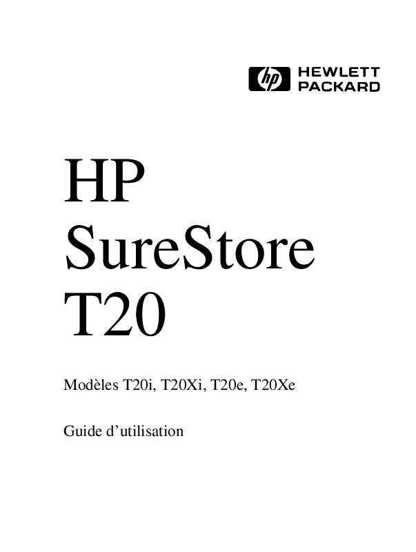 Guide utilisation HP SURESTORE T20 TAPE DRIVE  de la marque HP