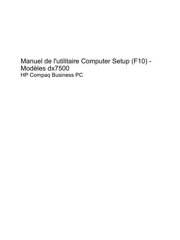 Guide utilisation HP COMPAQ DX7500 SMALL FORM FACTOR PC  de la marque HP