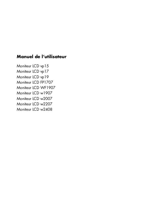 Guide utilisation  HP CONSUMER 20 INCH FLAT PANEL  de la marque HP