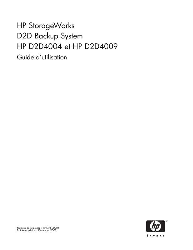 Guide utilisation HP STORAGEWORKS D2D4000 BACKUP SYSTEM  de la marque HP