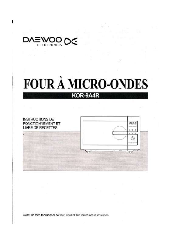 Guide utilisation DAEWOO KOR-9A4R de la marque DAEWOO