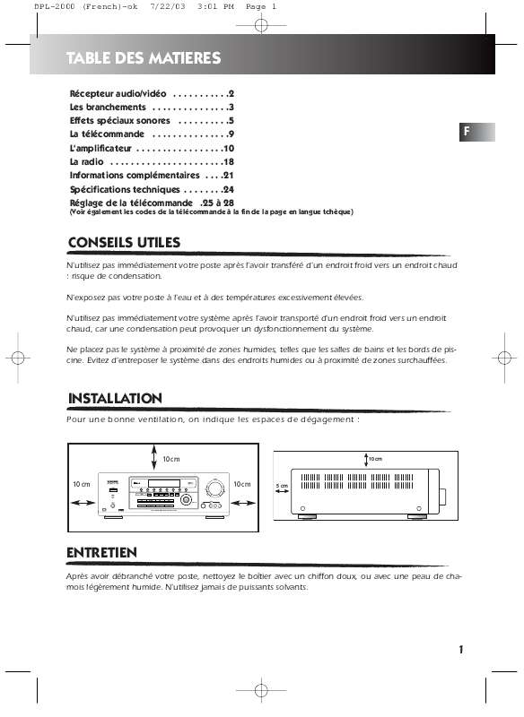Guide utilisation  THOMSON DPL-2000  de la marque THOMSON