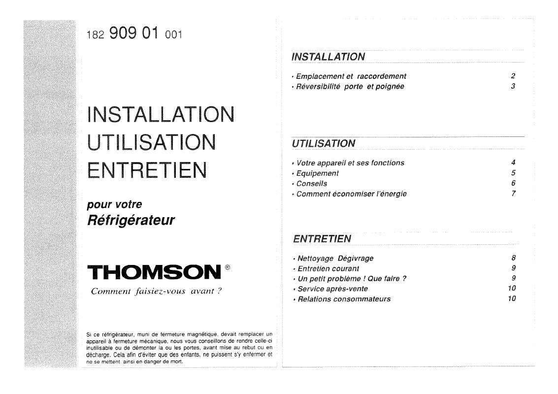 Guide utilisation  THOMSON SF22B  de la marque THOMSON