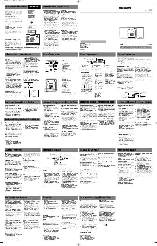 Guide utilisation  THOMSON AUD-CS900VD  de la marque THOMSON