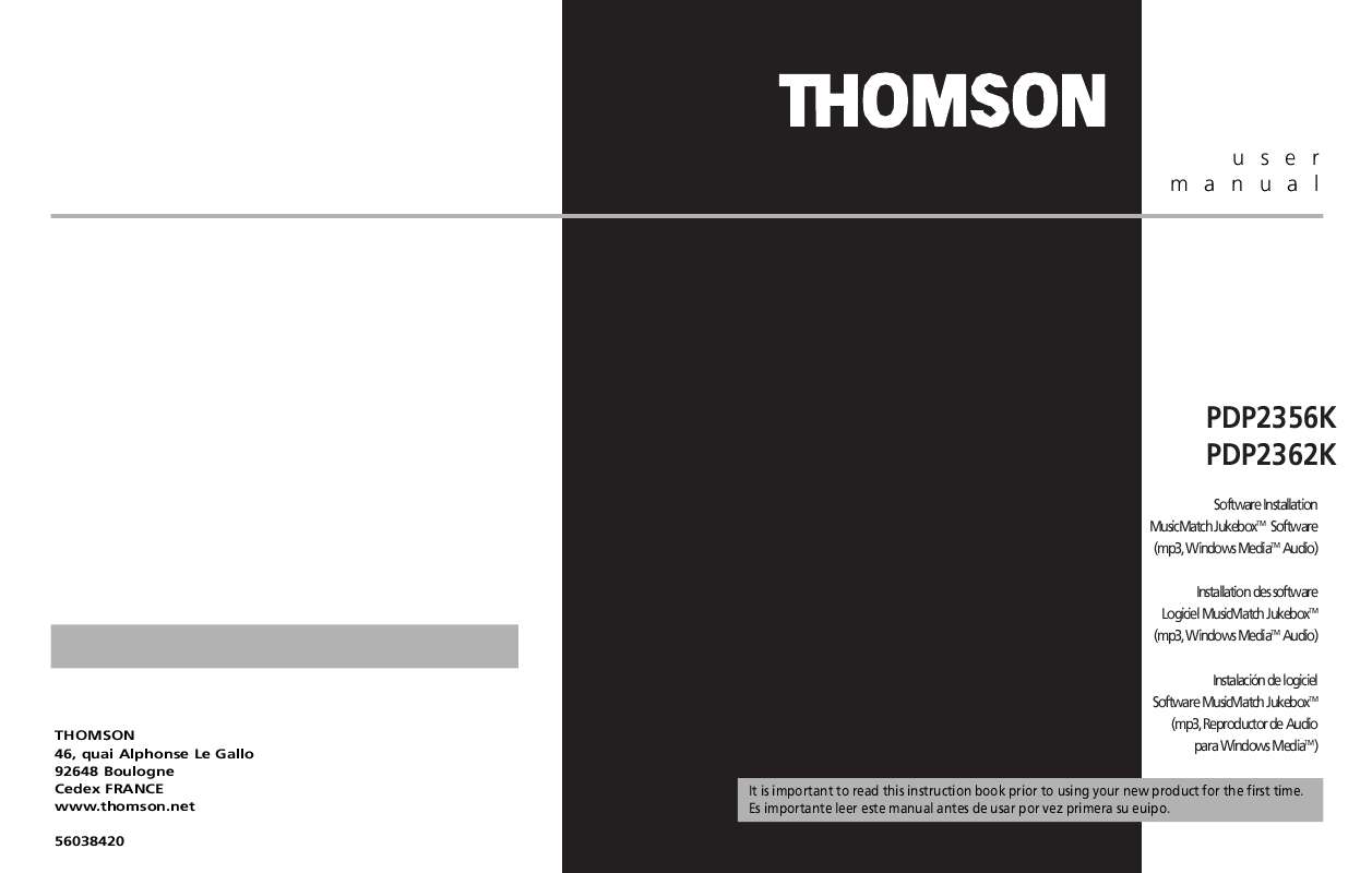 Guide utilisation THOMSON PDP2362  de la marque THOMSON